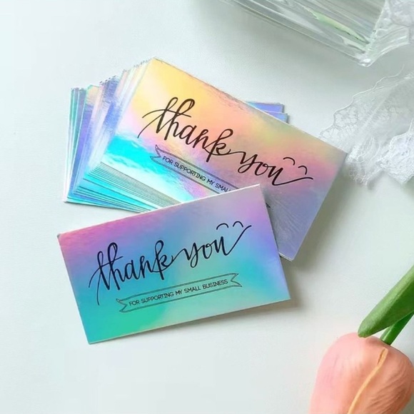 MULTICOLOR "THANK YOU" FOR SUPPORTING MY SMALL BUSINESS CARDS - 50PCS - 🌟NWT🌟 - Picture 1 of 6